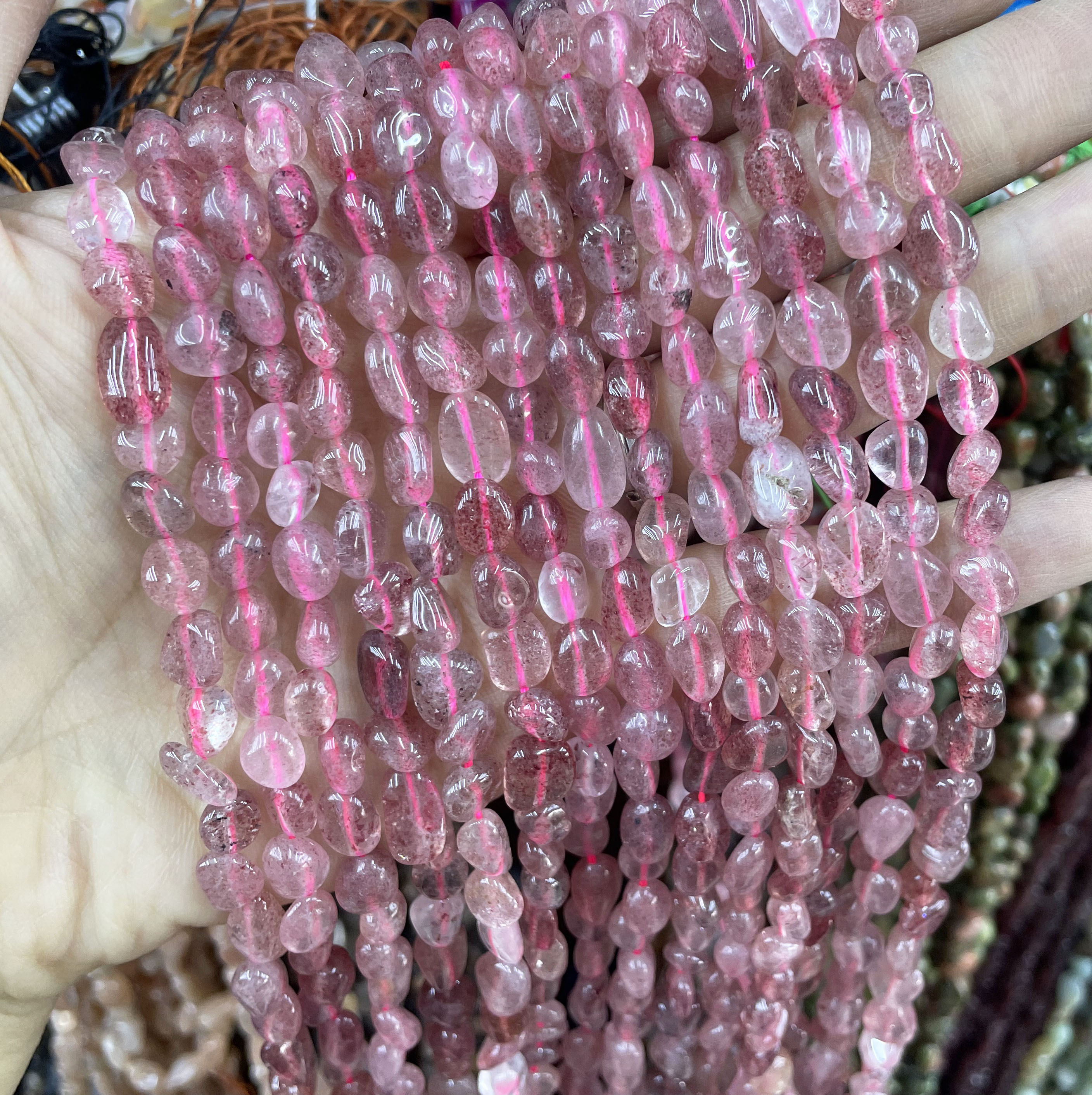 Jewelry Making Amazon - Strawberry Quartz Natural Stone Irregular Rhodonite
