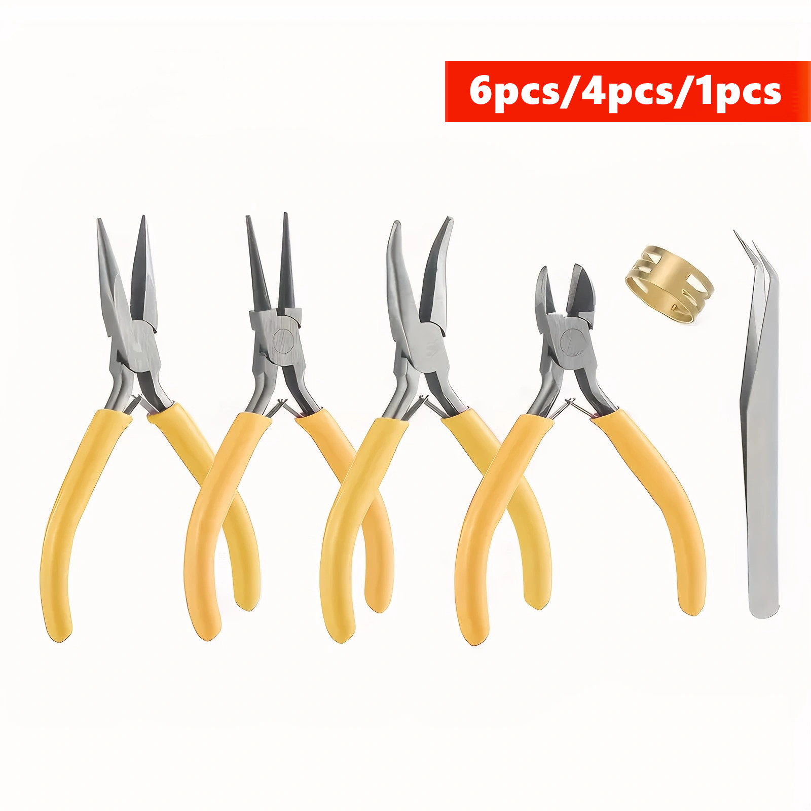 Jewelry Making Pliers - 6/4/1pcs yellow Jewelry Making Pliers Set