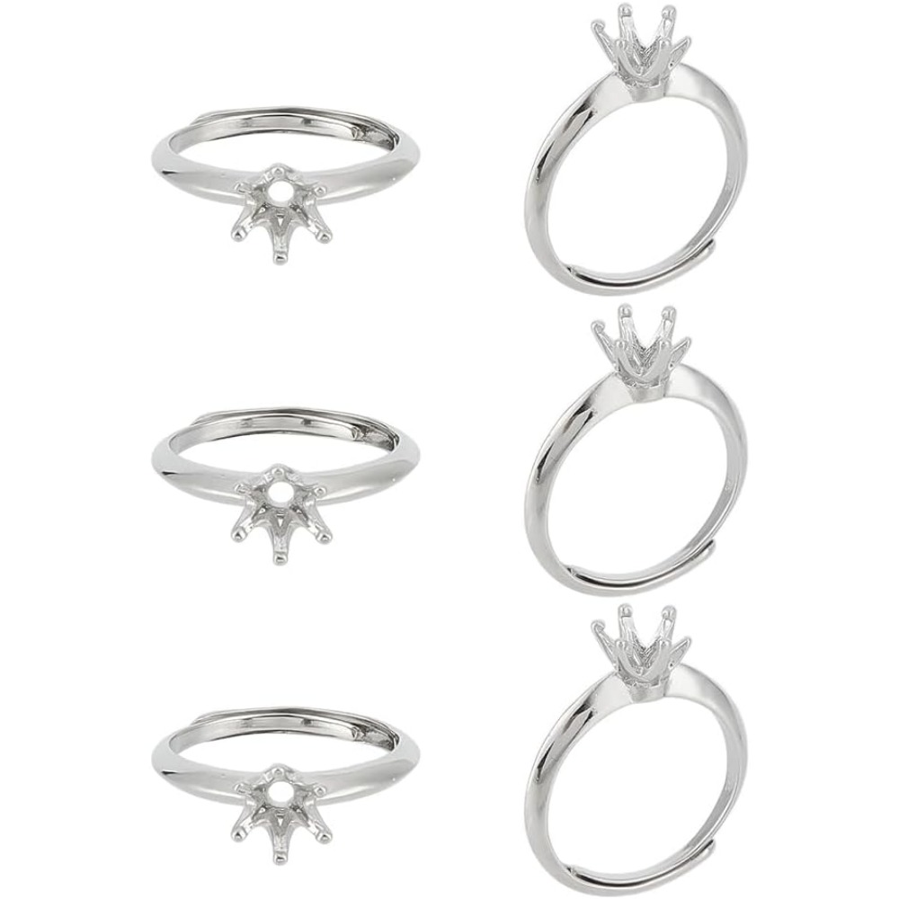 Ring Blank Adjustable - 6 Pcs Brass Ring Bases Adjustable