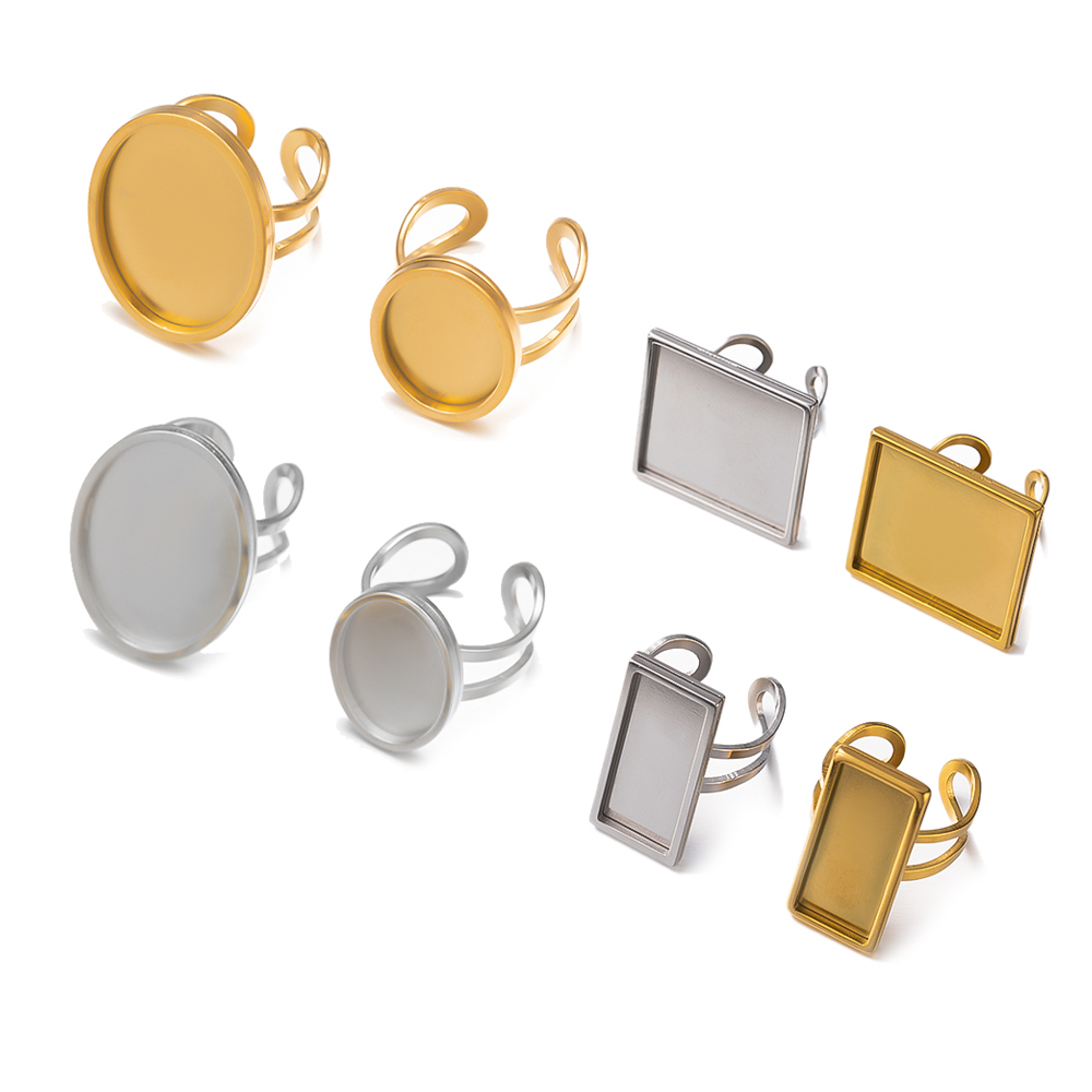 4Pcs Stainless Steel Golden Bl - Ring Blank Adjustable recensie en prijs
