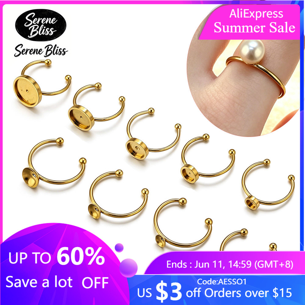 10pcs Stainless Steel Round Ad - Ring Blank Adjustable recensie en prijs