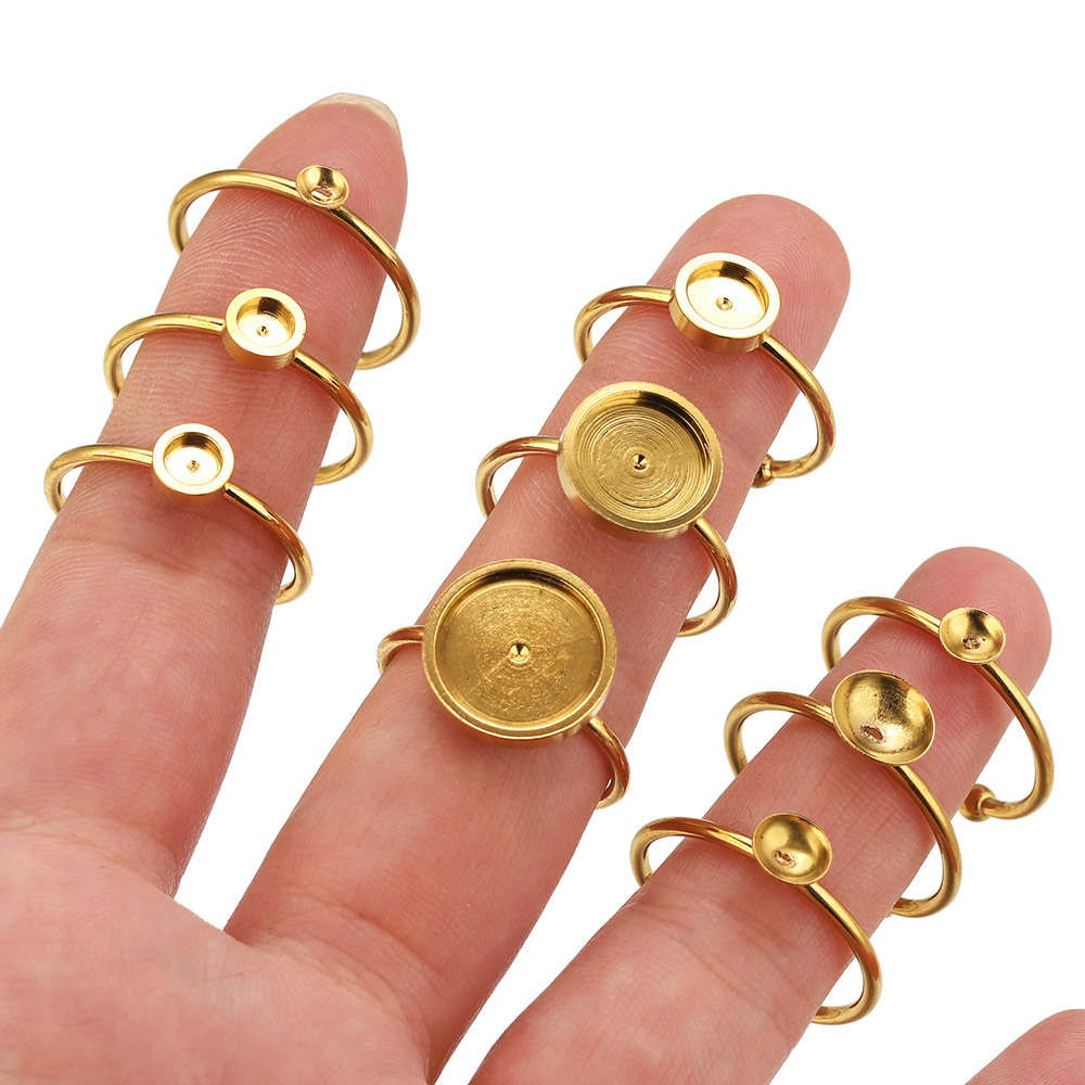 10pcs Stainless Steel Round Ad - Ring Blank Adjustable recensie en prijs