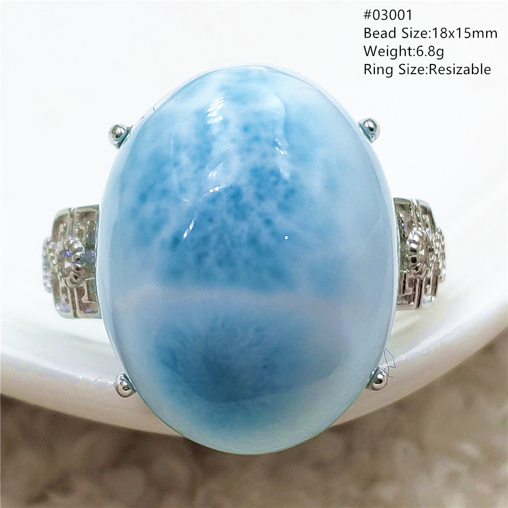 Natural Blue Larimar Gemstone  - Ring Blank Adjustable recensie en prijs